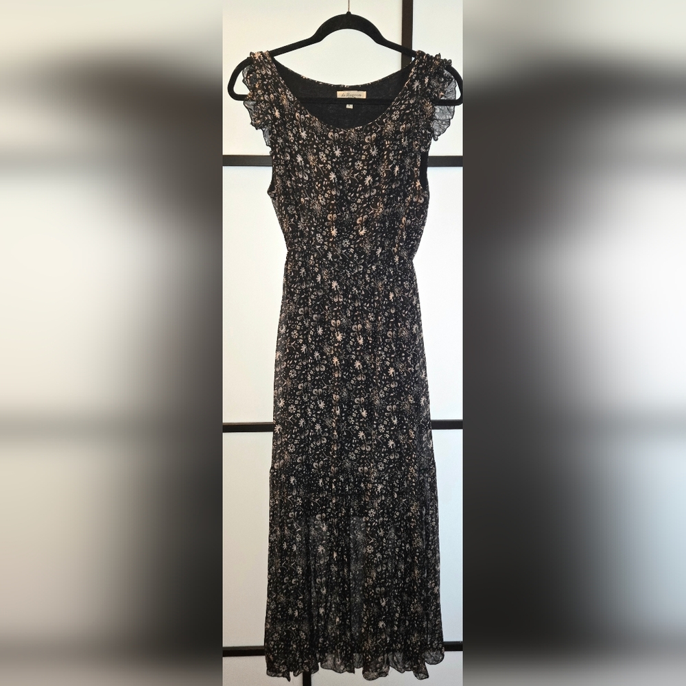Le RAGANNE MADE IN ITALY Fully Lined Blk&wht Floral Maxi. Great Cowboy Boots.